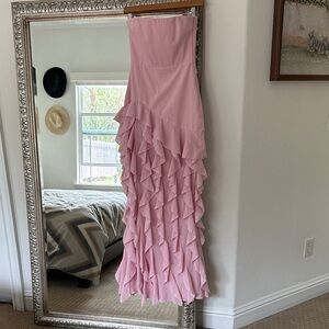 Oh Polly Strapless Pink Ruffle Dress